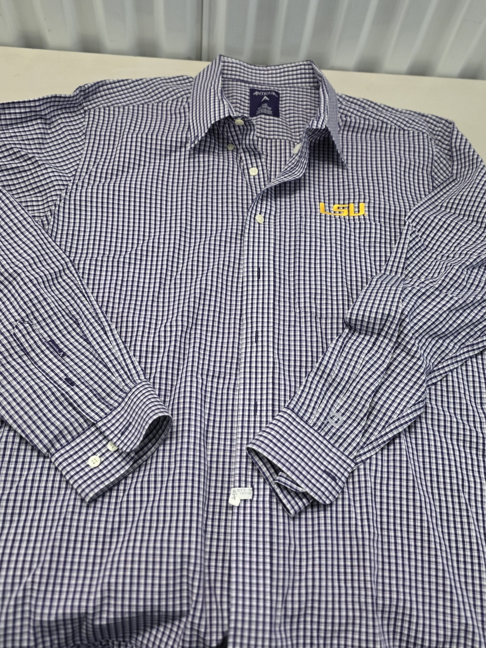 LSU Stiched Logo Antigua Button Down Shirt Men's Size XXL